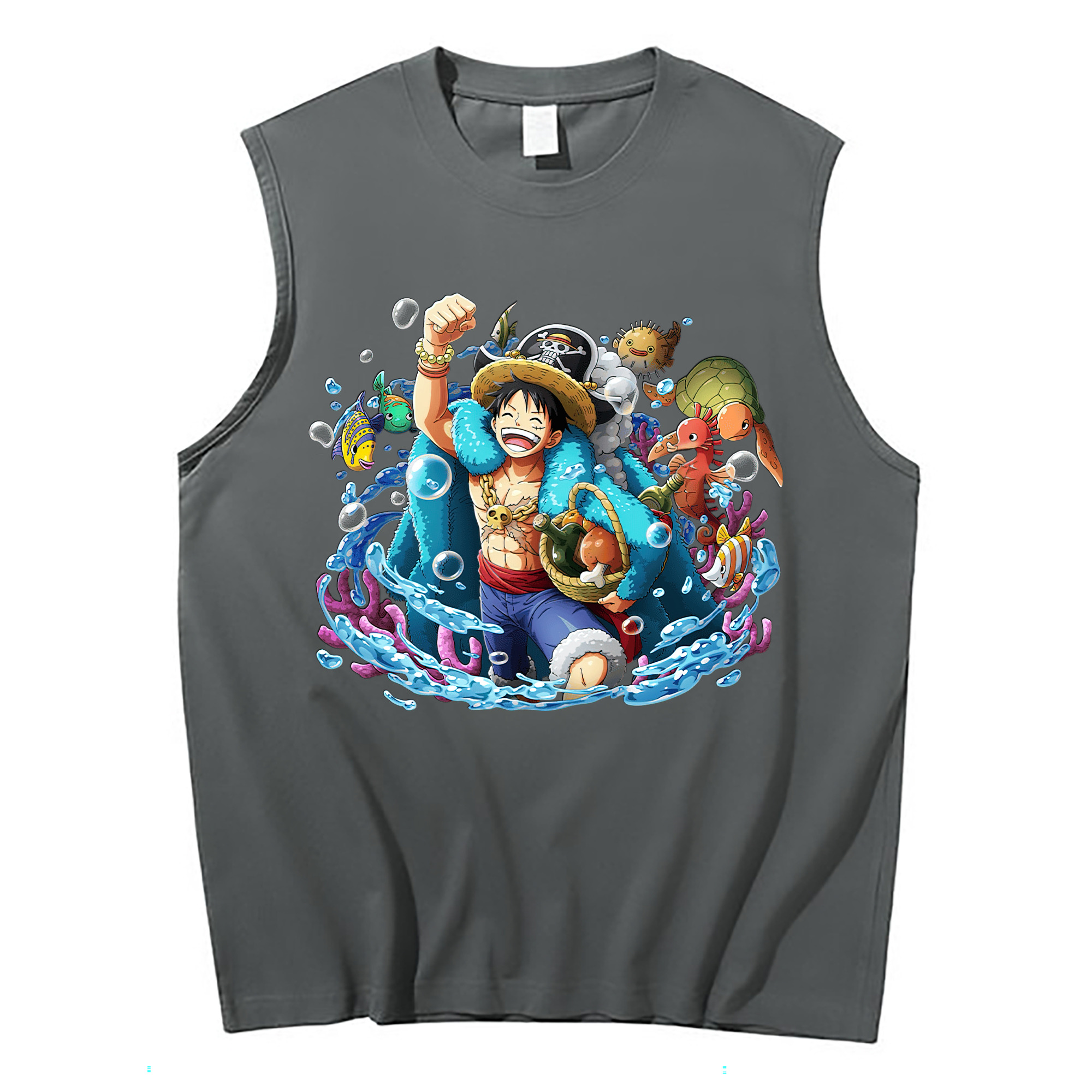 ワンピース モンキー・D・ルフィ ONE PIECE Monkey D. Luffy コットン100％タンクトップ（フロントプリント）